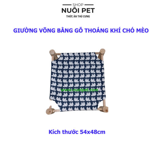 Giường gỗ cho mèo kèm vải thoáng khí