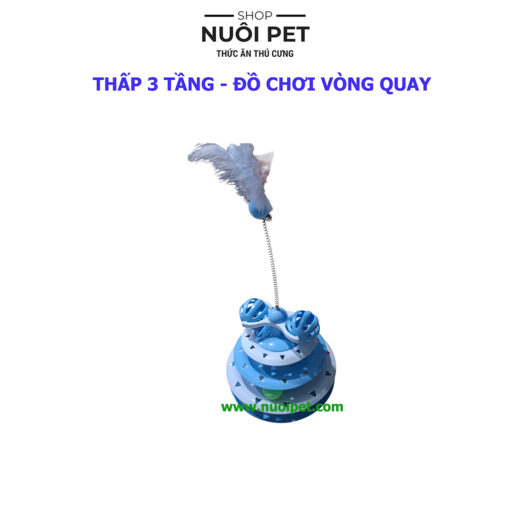 Đồ chơi tháp bóng 3 tầng có lông vũ và chuông cho mèo