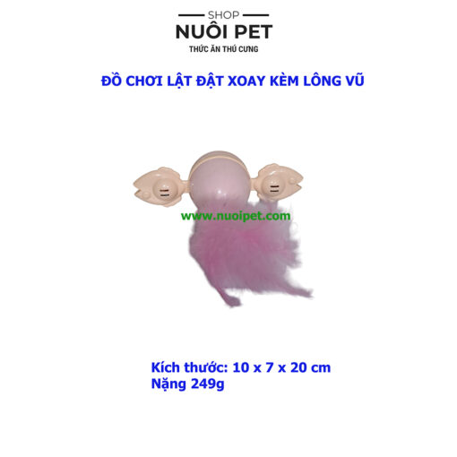 Đồ chơi lật đật xoay kèm lông vũ cho mèo giảm stress - Hình ảnh 3