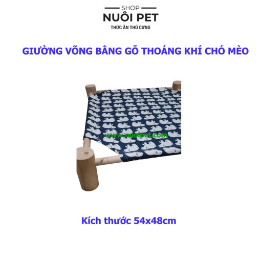 Giường gỗ cho mèo kèm vải thoáng khí - Hình ảnh 4