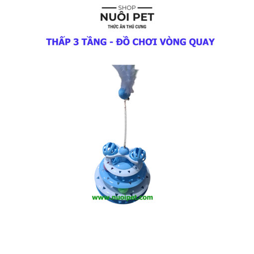 Đồ chơi tháp bóng 3 tầng có lông vũ và chuông cho mèo - Hình ảnh 2