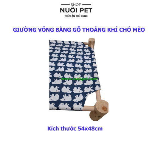 Giường gỗ cho mèo kèm vải thoáng khí - Hình ảnh 3