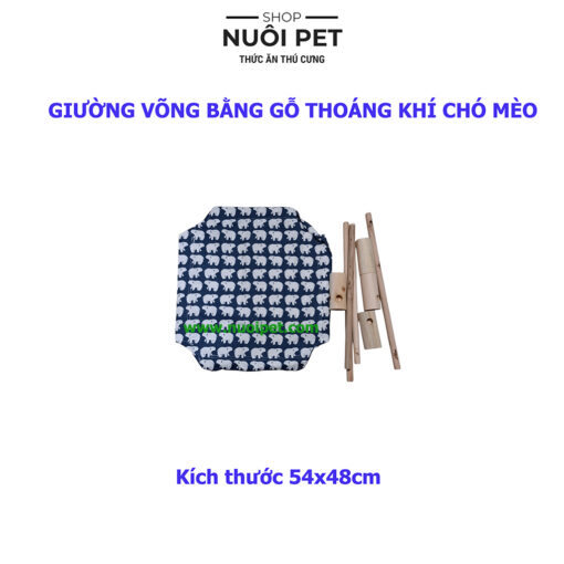 Giường gỗ cho mèo kèm vải thoáng khí - Hình ảnh 2