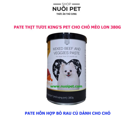 Pate Thịt Tươi Kings Pet Cho Chó Mèo Từ 1 Tháng Tuổi Lon 380g