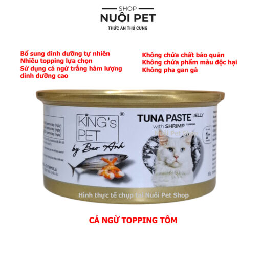 Pate cho mèo cá ngừ topping King's Pet by Bảo Anh lon 85g