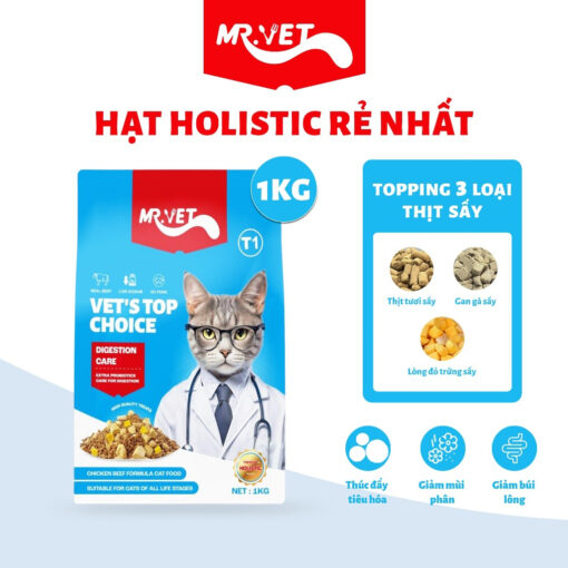 Mr.Vet T1 Thức Ăn Hạt Cho Mèo MRVET T1 Với 30% Protein Kèm Topping