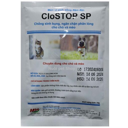 Men tiêu hóa vi sinh sống CloSTOP SP Cho Chó Mèo 20g