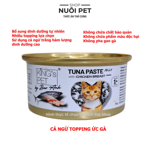 Pate cho mèo cá ngừ topping King's Pet by Bảo Anh lon 85g