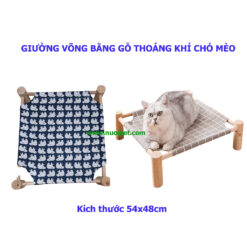 Giường gỗ cho mèo kèm vải thoáng khí