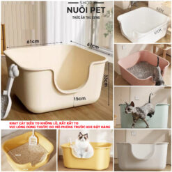 Khay cát mèo siêu to mẫu mới 61x61x33cm