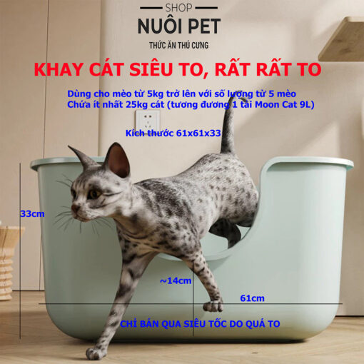 Khay cát mèo siêu to mẫu mới 61x61x33cm - Ảnh 2